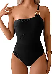 Maiô feminino com controle de barriga, um ombro, alça ajustável