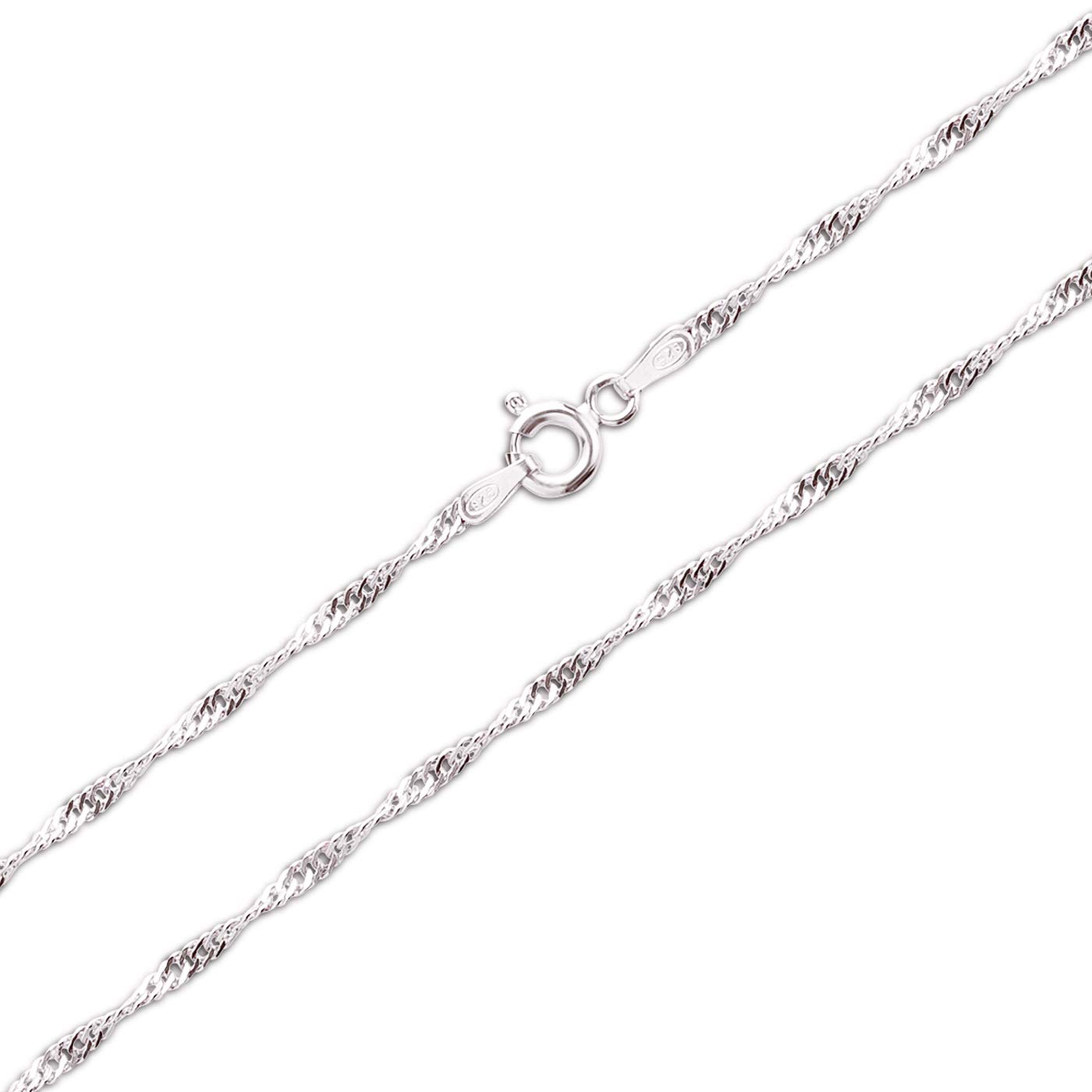 Schöner Schmuck-DesignSchöner-SD Singapore Chain Sterling Silver Necklace, 55 cm, Women's Modern Plain Silver Chain
