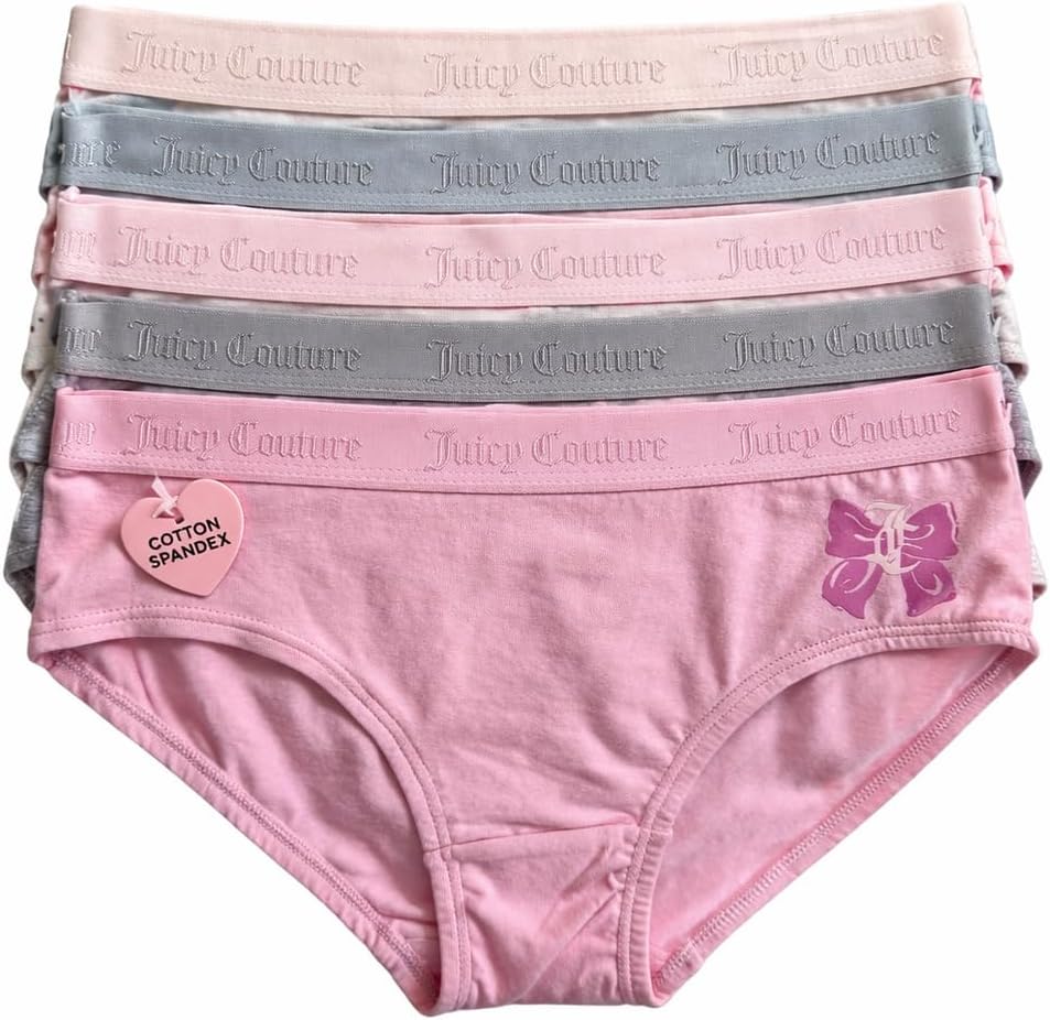 Juicy Couture Girls' Briefs Underwear, 5 Pack