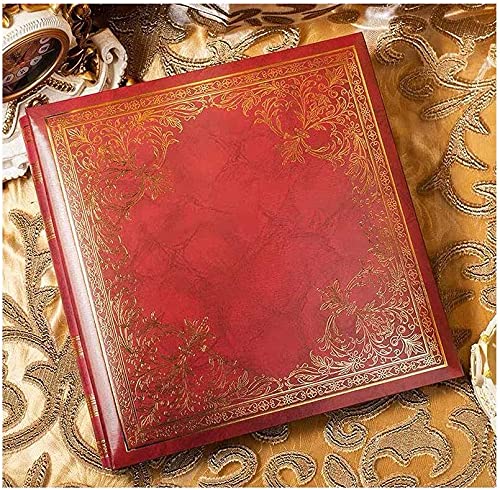 Album Fotografico 30 Fogli / 60 Pagine Album Fai-da-Te con plastificazione autoadesiva, Adatto per Matrimonio, Famiglia, Viaggi, Regalo di Laurea(Color:Red)