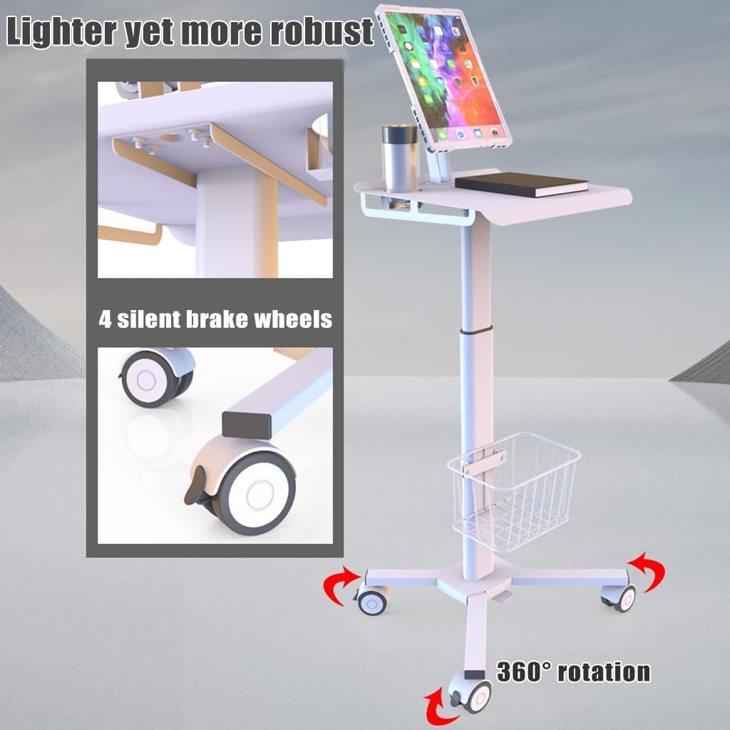 Height Adjustable Mobile Cart, Rolling Multi-Purpose Desktop Lab Cart, Max30Kg, Aluminium Alloy + Abs Plastic, Suitable for Laboratories and A Variety of Settin,Upgraded Version
