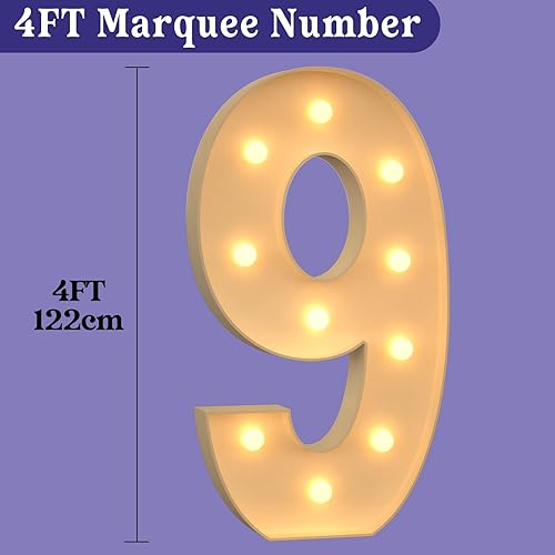 Miniatura 74 de Números iluminados grandes de 4 pies, números de marquesina 2 para decoraciones de cumpleaños de 21 para niños y niñas, números gigantes iluminados