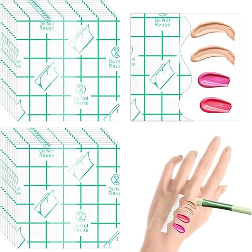 MAYCREATE® 100Pcs Hand Palette for Makeup PU Film Makeup Palette Artist Must Haves Waterproof Transparent Adhesive Makeup Mixing Tape for Foundataion Blending (2.4”x2.4″,…