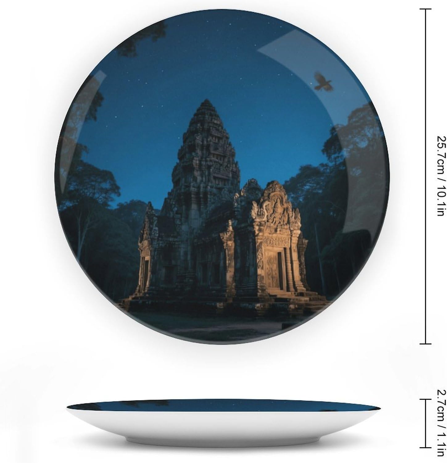 Bone China Decorative Plates Angkor Wat Ceramic Decorative Plate Wall Decor with Display Stand Ceramic Ornaments for Wall Hanging Decoration