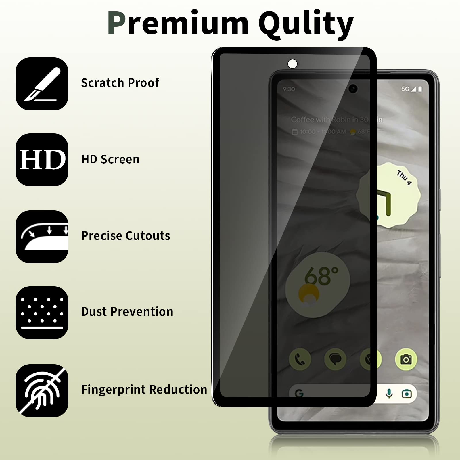 Google Pixel 7a 128GB【Anti Spy Phone】 RXNMH 2 Pack Google Pixel 7A Phone Privacy Screen Protector, Anti