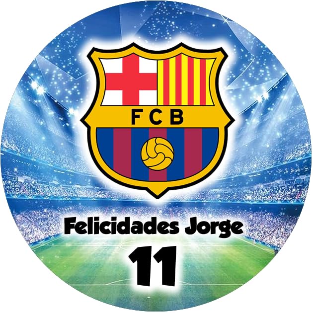 OBLEA de BARCELONA, FC, futbol Redonda personalizada para Pastel o Tarta, Papel Comestible Decoracion Cumpleaños, Obleas Comestibles Torta Redondo - Vegano y Sin GLuten