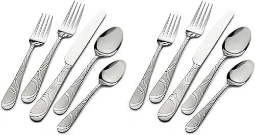 Garland Frost - Juego de cubiertos de acero inoxidable de 20 piezas, servicio para 4 (paquete de 2)