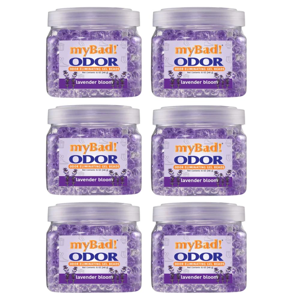 my Bad! Odor Eliminator Gel Beads 12 oz - Lavender Bloom (6 Pack) Air Freshener - Eliminates Odors in Bathroom, Pet Area, Closets