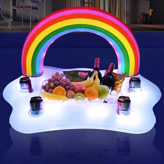 FirstE Inflatable Rainbow Cloud Pool Drink Holder with