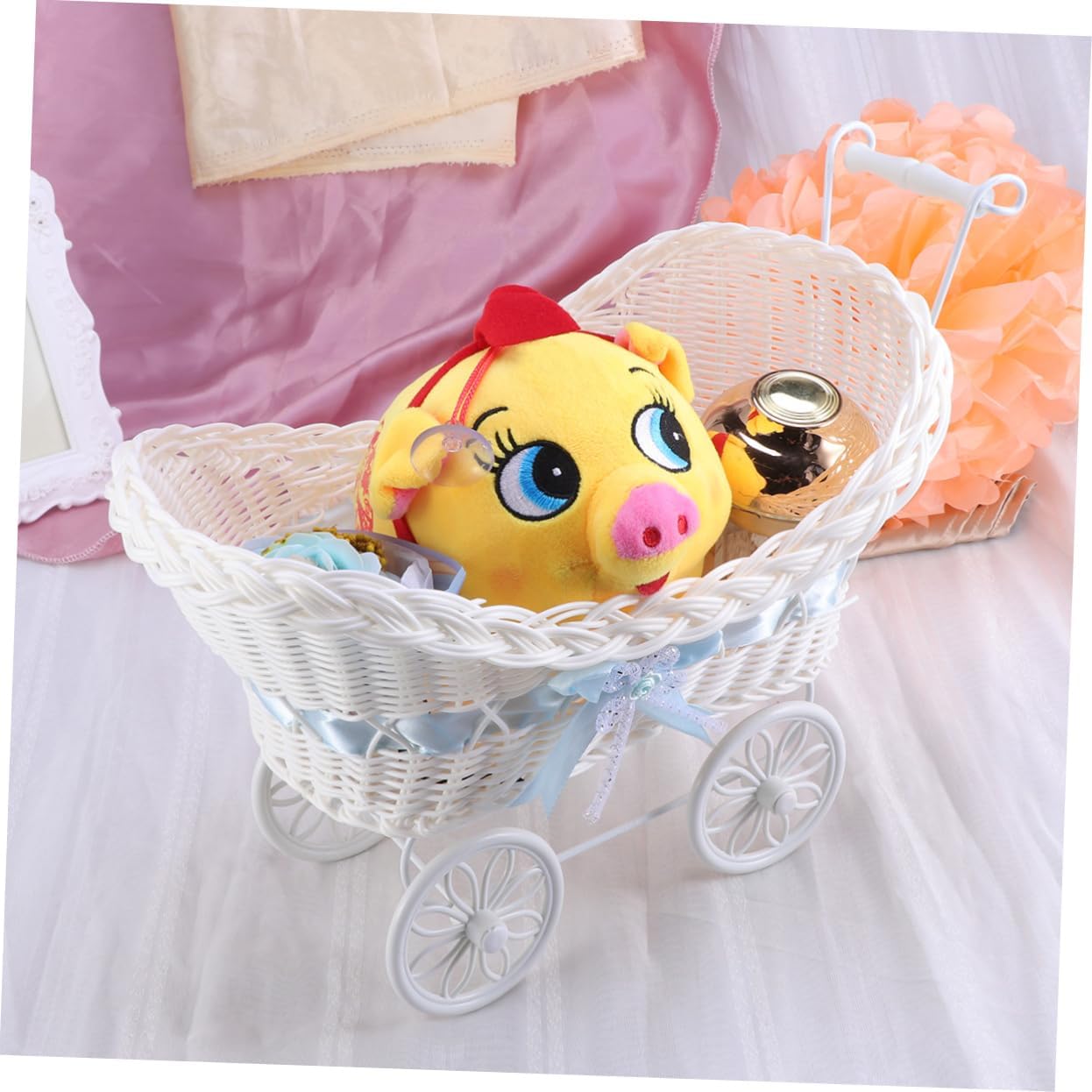 LIFKOME 1Pc Blue Tricycle Flower Basket Mini Decorative Cart for Wedding Shower and Birthday Material Unique present Idea