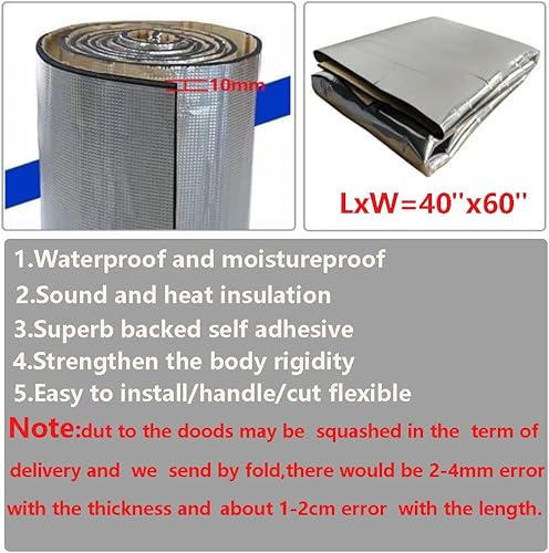 Miniatura 8 de Alfombrilla de aislamiento de sonido de calor, 197 mil, 8.6 pies cuadrados, aislamiento acústico de automóvil para capó de automóvil, puerta de