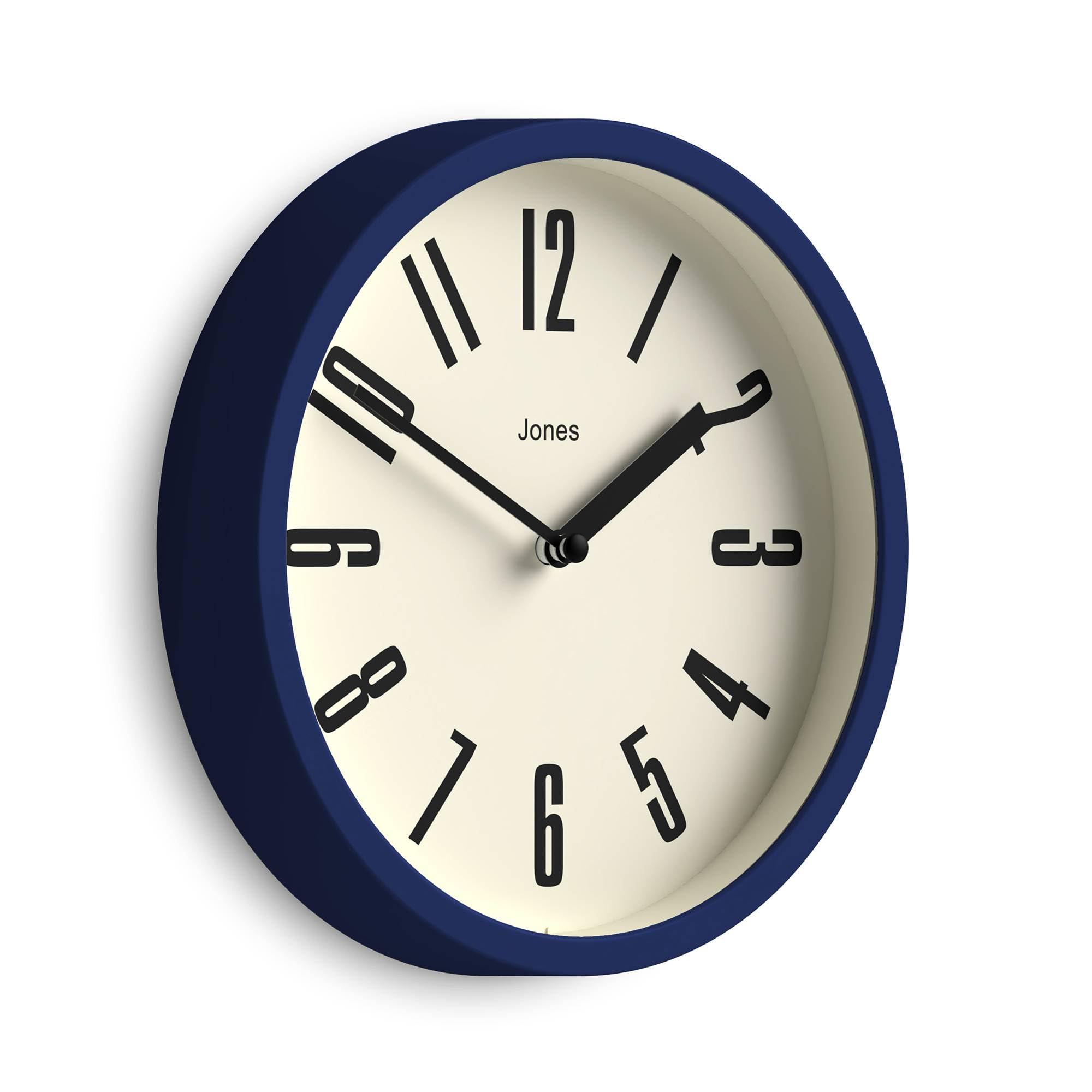 Jones Clocks Blue Jones Clocks® Hot Tub Wall Clock | Small Retro Round Clock | 20Cm | Dark | Easy To Read Numbers | Ideal For Kitchen, Office, Kid’s Room, Large Or Small Space