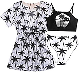 Conjunto de bikini de 3 piezas para bebé, regalo para el nacimiento, para niñas, traje de baño tropical con tirantes finos y manta, color negro