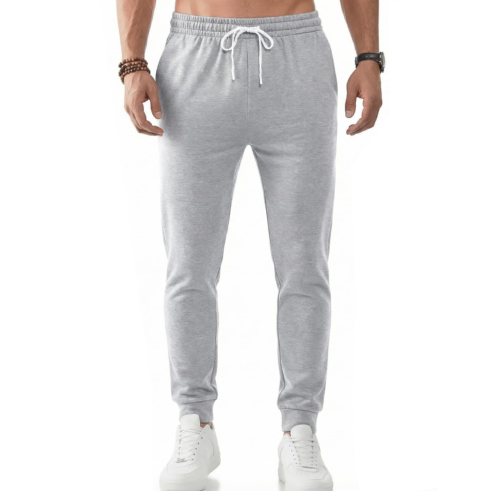 PINSPARK Jogginghose Herren Baumwolle Tapered Trainingshose Sporthose Lang Kletterhose Atmungsaktiv Klassische Sweathose mit Taschen Laufen Fitness Yoga Sweatpants