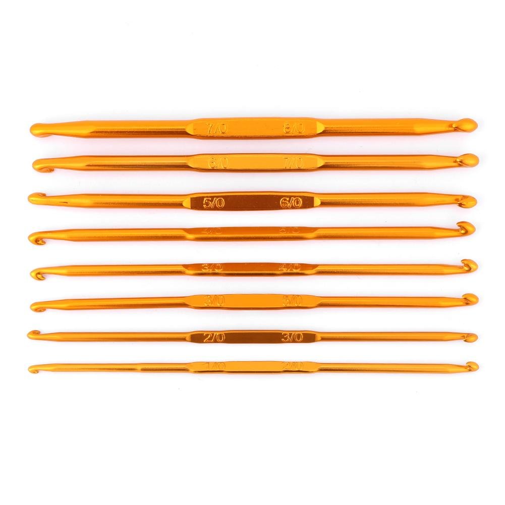 Hztyyier Gold En Alumina Double End Crochet Hook Knitting Needle Set Weave Craft8pcs Crochet Hooks Knitting Tools