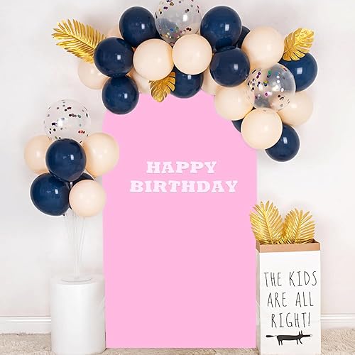 Miniatura 5 de Cubierta de arco de boda rosa de 2.1 x 5 pies, cubierta de fondo de arco circular de elastano, cubierta de arco superior redonda ajustada para