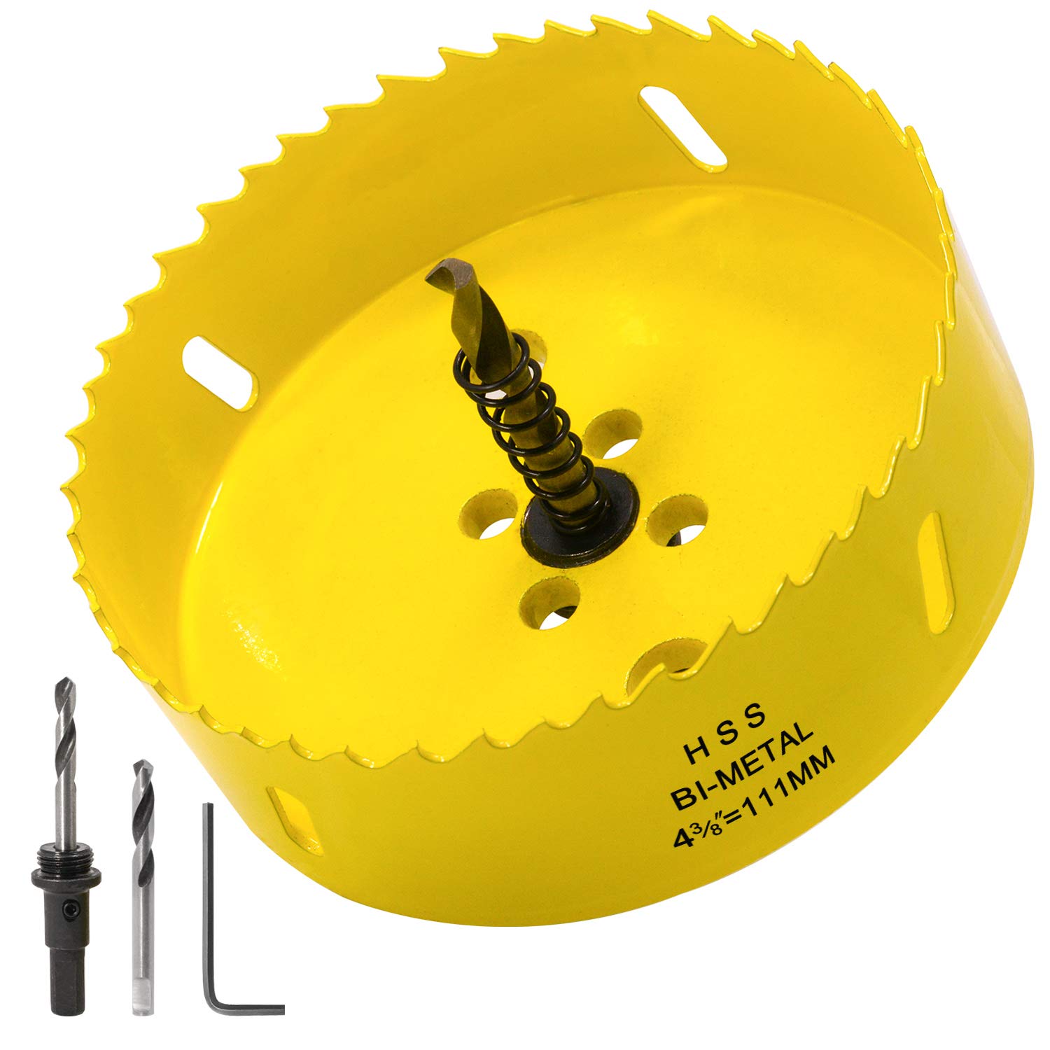 Acekit4 3/8 inch Hole Saw With 3/8 Arbor HSS Bi-Metal Hole Saw Blade And Variable Teeth Pitch For Wood,Ceiling,Plastic Board,Pipe,Plywood,And Soft Metal Sheet (111mm)