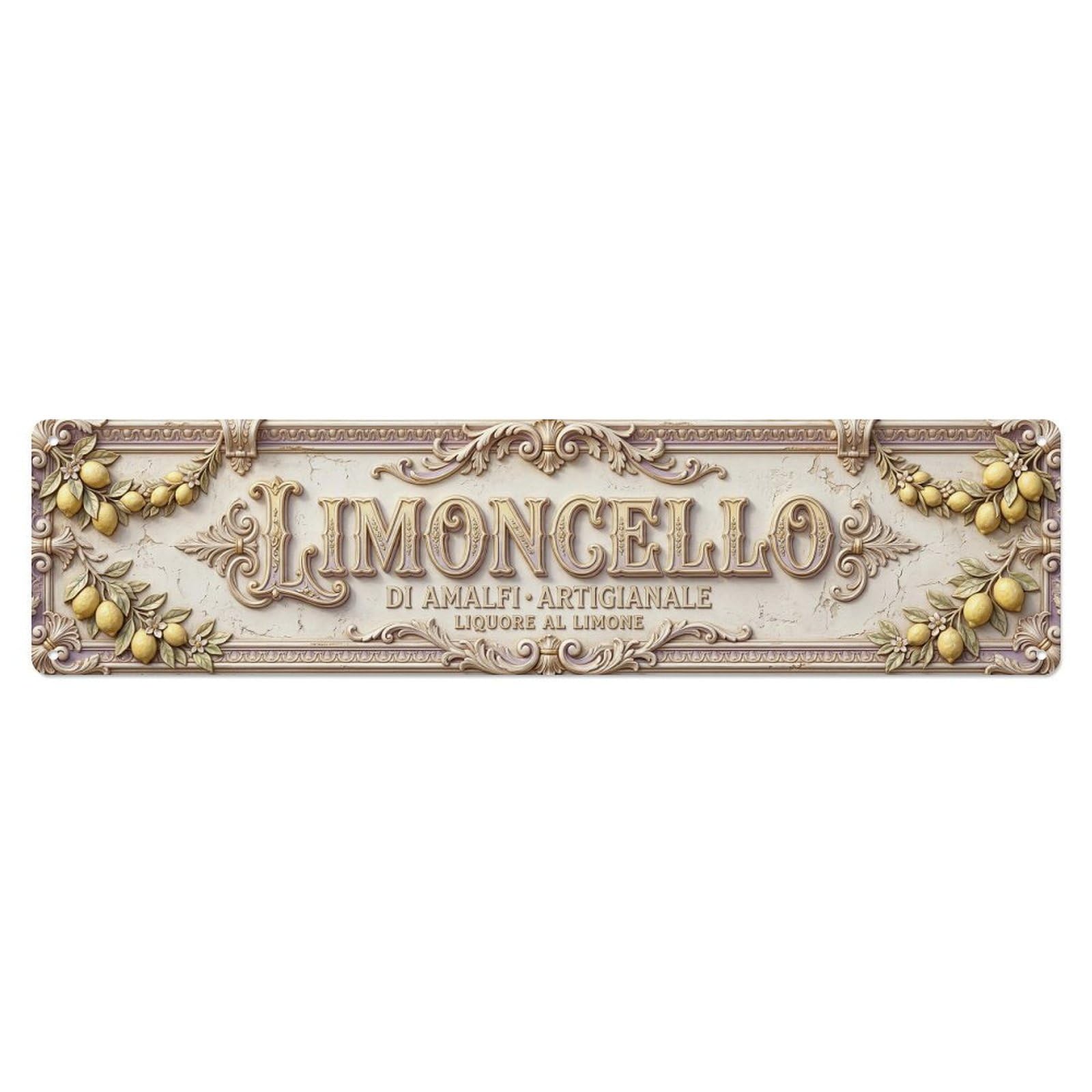 Vintage Limoncello Plaster Relief Citrus Metal Tin Sign Plaque Wall Decor for Cafe, Club, Garden Metal Poster 4x16Inch
