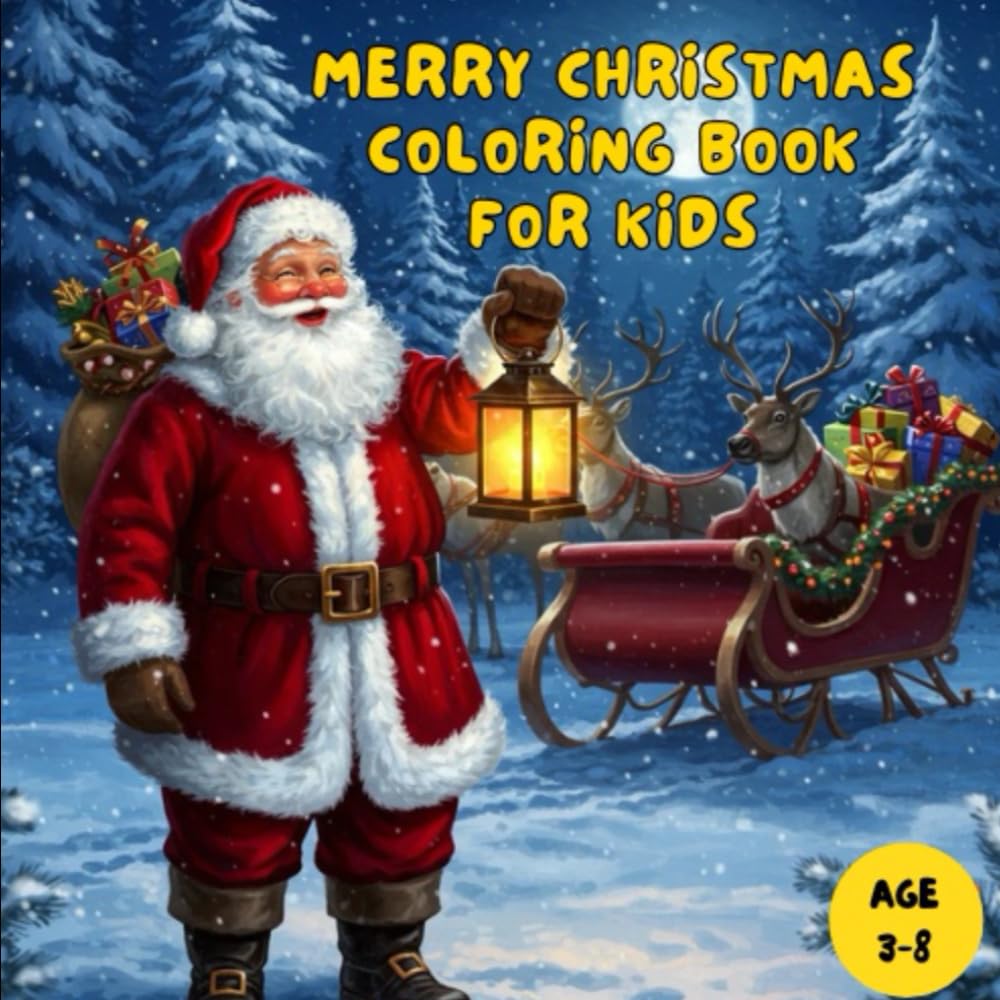 Merry Christmas Coloring Book for Kids: Santa, Snowmen, Reindeer and Festive Scenes for Hours of Christmas Fun