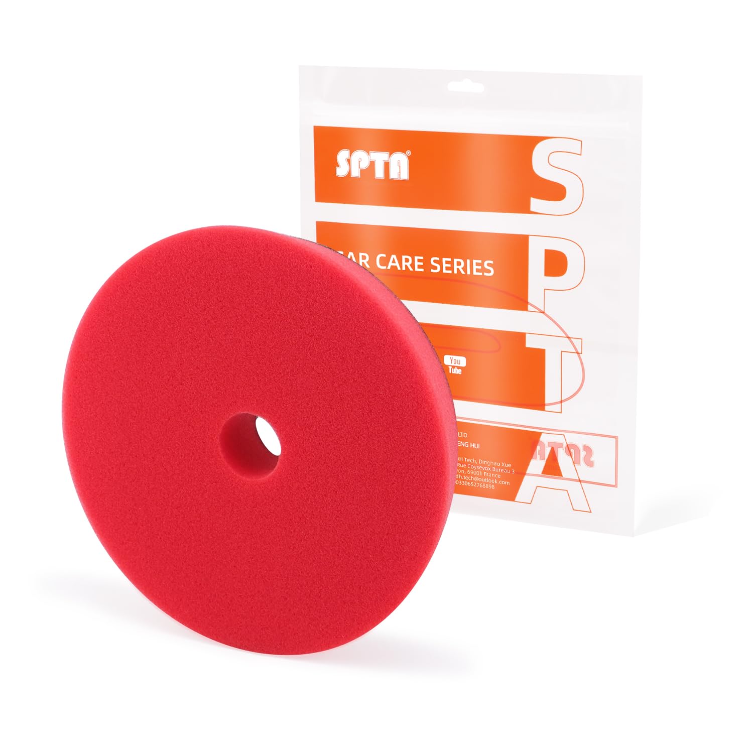 Red T10 Ultra-Fine Finishing Foam Polishing Pads, SPTA 1Pcs 5.5 Inch Face for 5 Inch 125mm Backing Plate Compound Buffing Sponge Pads for Car Buffer Polisher Compounding, Polishing and Waxing- FPBFS5R