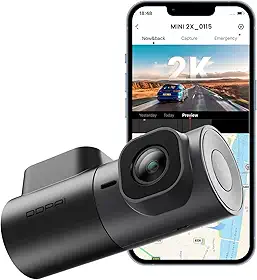 DDPAI Mini 2X Câmera Veicular 1440P 2K QHD Frontal com WiFi 5GHz, Visão Noturna Superior, Controle por APP ADAS, Lente Rotativa 360°, Sensor G, Supercapacitor e Monitoramento 24h (Sem Cartão SD)