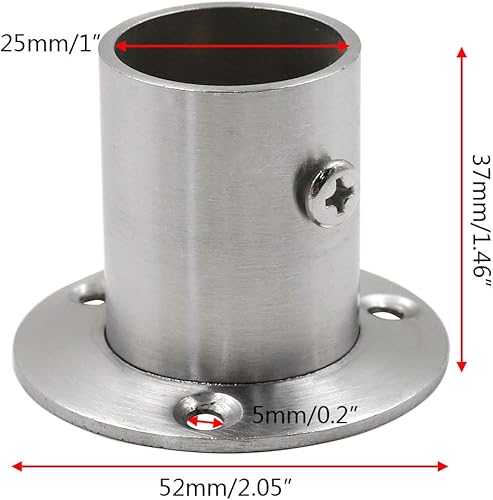 Miniatura 7 de Augiimor 4 soportes de barra de armario de 34 pulgadas de diámetro de acero inoxidable para barra de armario, soporte de extremo para barra de