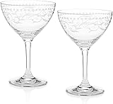HISTORY COMPANY A Cole Porter Opening Night – Decorative Crystal Champagne Cocktail Coupe, 2-Piece Set (Gift Box Collection)