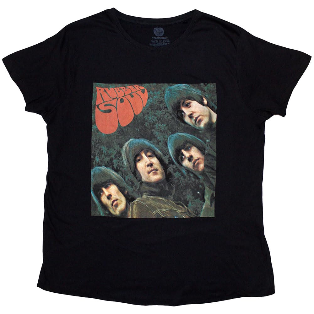 Rock Off officially licensed products The Beatles Rubber Soul Album Boyfriend fit T Shirt S Black