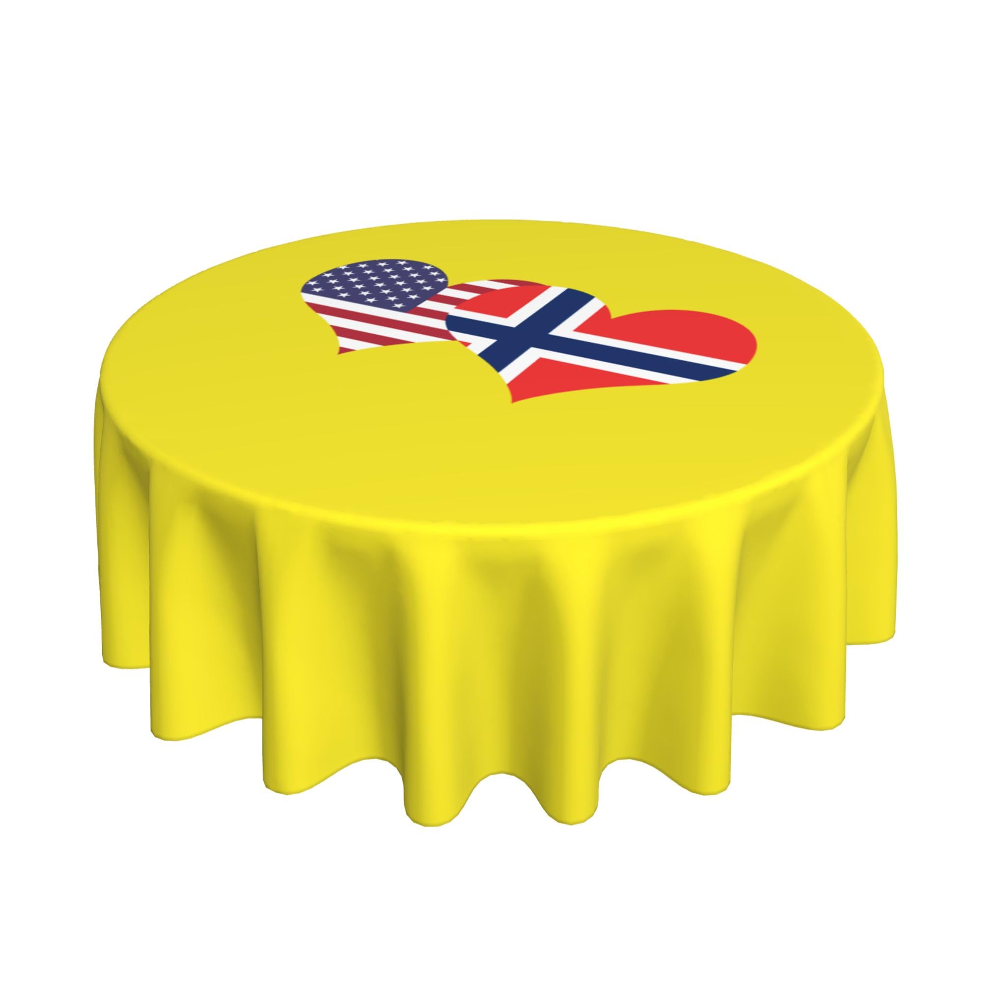 HLBSDM American Flag and Norwegian Flag 60" Restaurant Circle Decor Tablecloth Festive Table Cover Round Art Desk Cloth