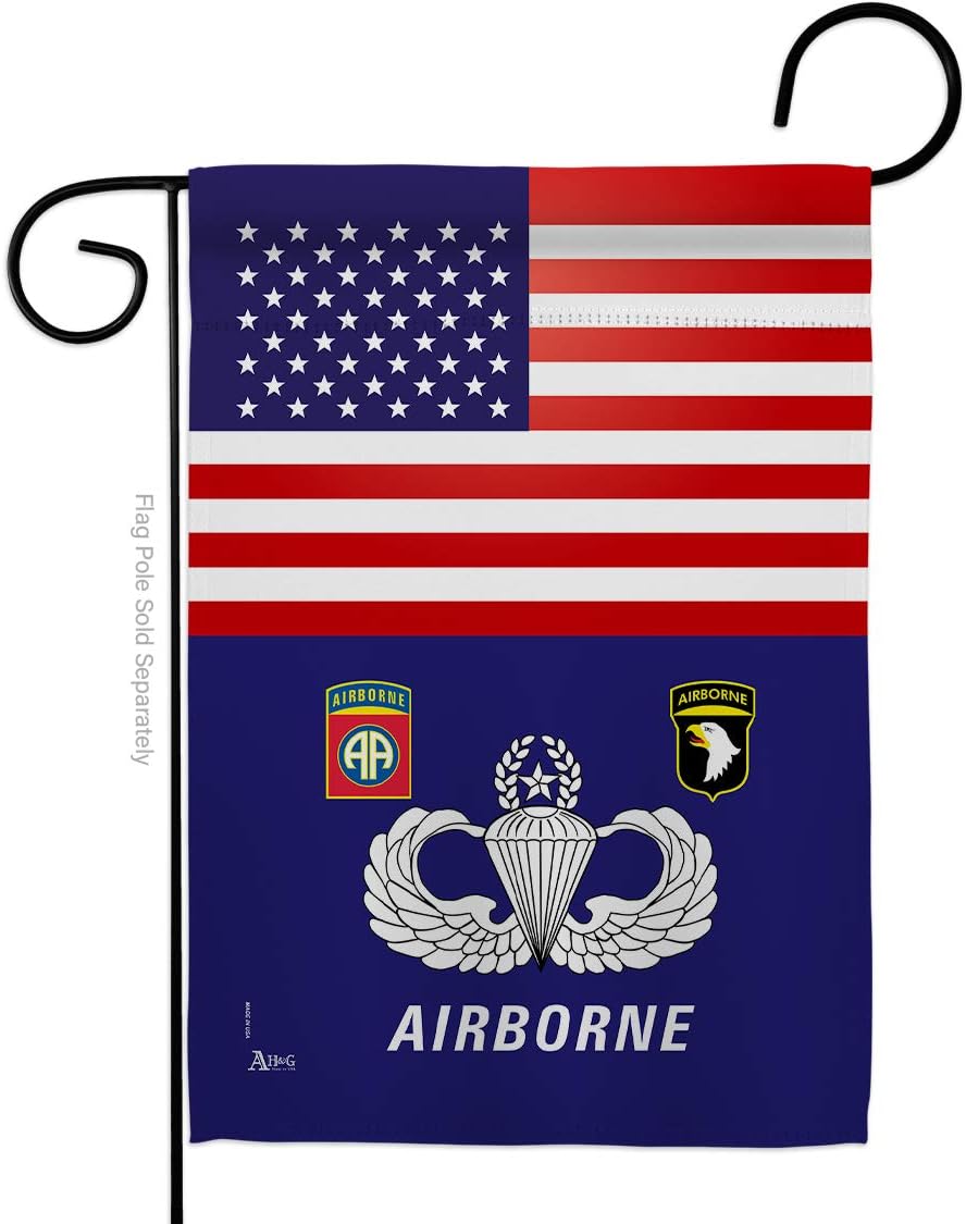 US Airborne Garden Flag Set Mailbox Hanger Armed Forces Army Rangers United State American Military Veteran Retire Official Small Decorative Gift Yard House Banner Double-Sided Made In USA 13 X 18.5