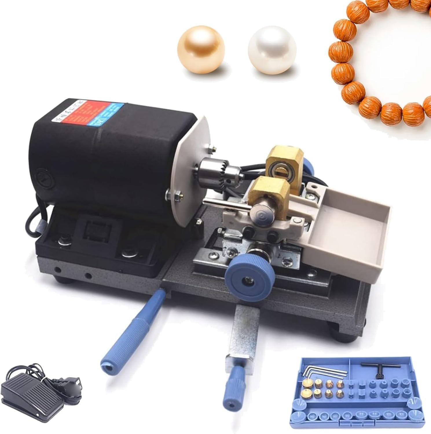 BOOZXCV Micro Drill Machine for Jewelry Making, Adjustable Speed Pearl & Bead Drilling Tool for DIY Crafts Lapidary Projects