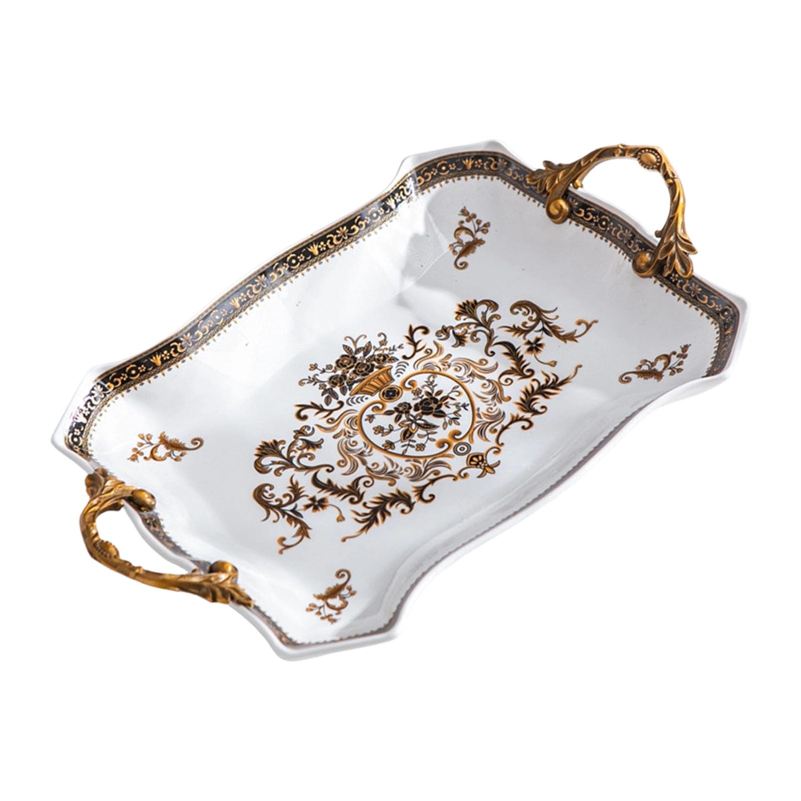 PANGBOER Premium Handcrafted Ceramic Fruit Dishes with Nonslip Design Retro Themed Snacks Tray Suitable for Parties Elegant Party Tray