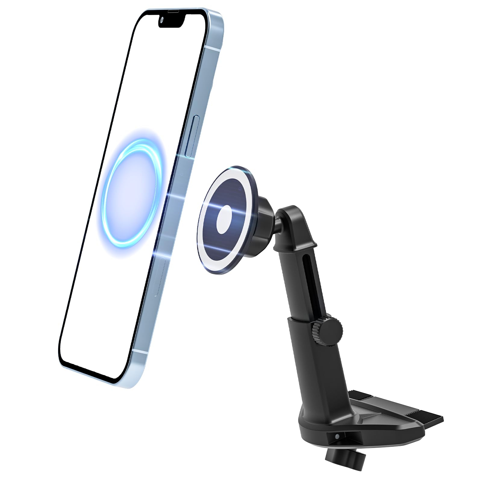 Phichy スマホホルダー 車 マグネット 車 スマホスタンド【史上最強の磁力&安定性アップ】車載 カー用品 超強磁力 CDスロット スタンド 伸縮アーム 長さ・高さ調整可能 360度回転 片手操作 0.1秒吸着 車用スマホホルダー 電波干渉なし マグセーフ 取付簡単 手帳型ケース対応 車用品 4-7インチ全機種対応 iPhone SE 15 14 13 12