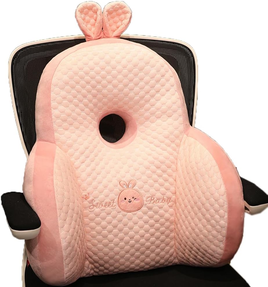 Office Chair Lumbar Pillow Back Cushion Bed Headboard Backrest Pillow Sofa Reading Rest Neck Support Pillows (Pink, 48×45CM/18.9"×17.7")