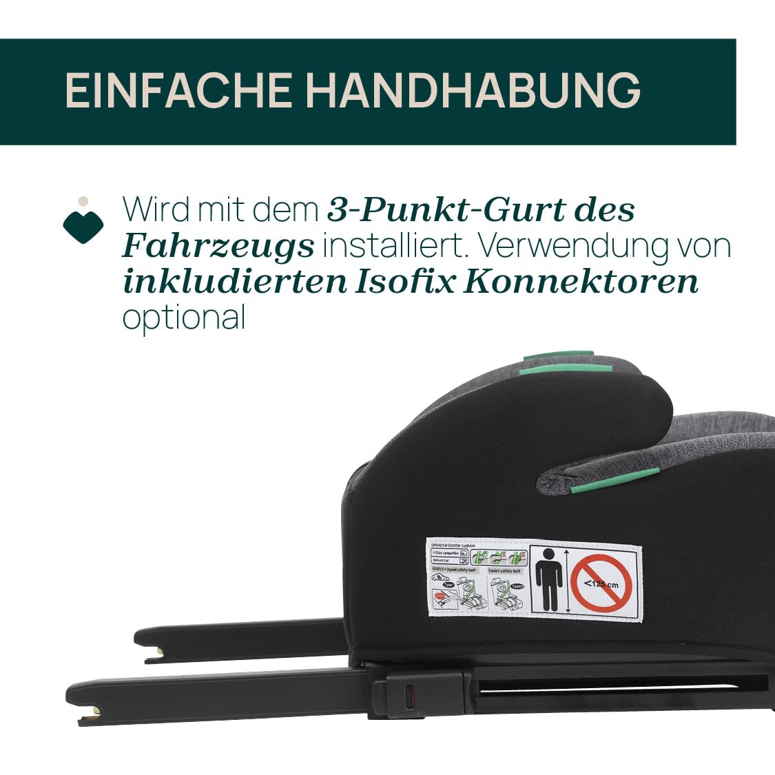 Chicco Quasar Fix i-Size, Kinderautositz 7-12 Jahre (126-150 cm), Gewicht 23-36 kg, Gruppe 3, einfach einzubauen mit Isofix-System, mit gepolsterten Armlehnen und komfortablem Sitz, schwarz