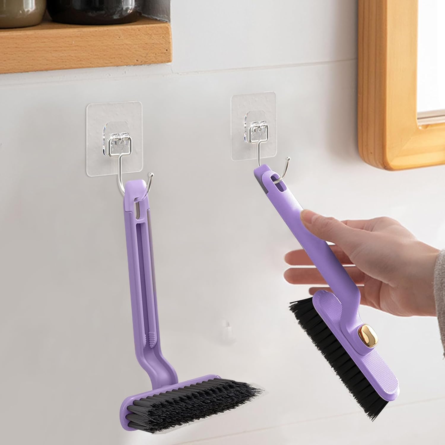 SARTHU Multi-Function Hard Bristle Crevice Cleaning Brush, 360-Degree Rotating Grout Brush, Grout, Kitchen Brush, Cleaning Tools for Toilet, Bathroom, Home, Bathtub, Sink, Window, Household-1PC