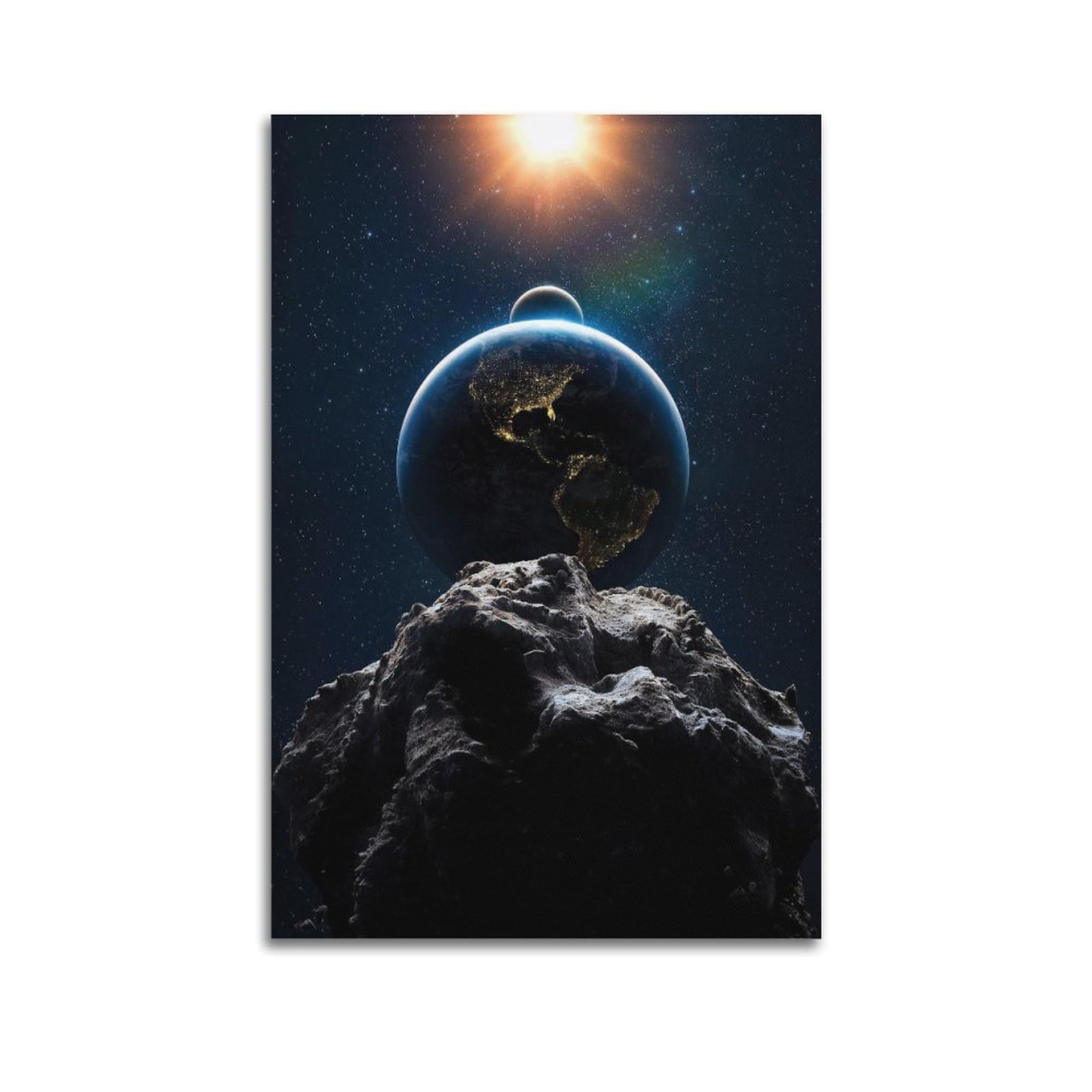 OKAHYS Earth Moon Planet Space Poster Decorative Painting Canvas Wall Artworks Picture 24x36inch(60x90cm)