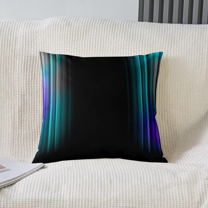 Miniatura 2 de jejeloiu Funda de almohada geométrica abstracta degradada, funda de cojín a rayas verde azulado, azul, morado, negro, para decoración del hogar,