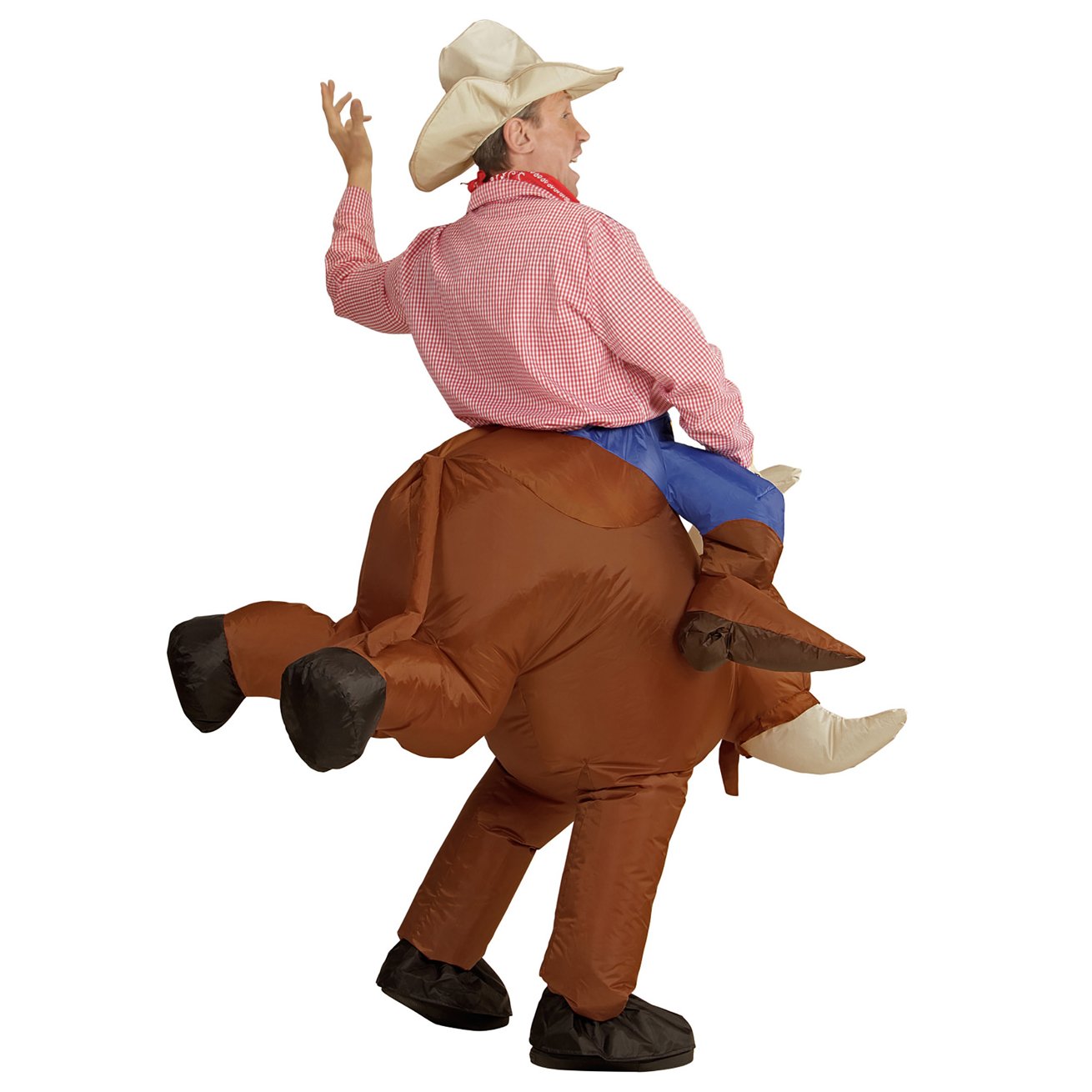 W WIDMANN MILANO Party Fashion - Disfraz hinchable de toro para adultos | Disfraz hinchable de toro con soplador integrado y sombrero de vaquero - para Carnaval y fiestas temáticas
