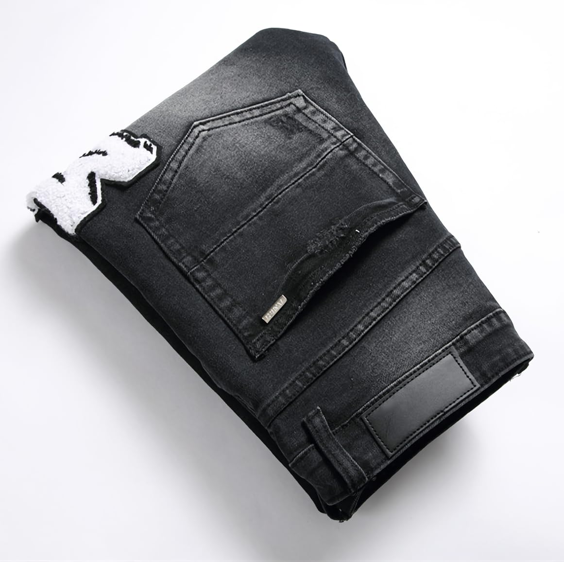 Jeans Uomo Slim Fit Strappati - Pantaloni in Denim Elasticizzato con Ricamo per Look Casual e Streetwear, Perfetti per Ogni Stagione