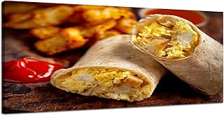 Large Canvas Wall Art for Bedroom Scrambled Egg Cheese Breakfast Wrap Framed Art Prints Wall Decor for Bathroom Ready to Hang Western Home Decor 30''x60''