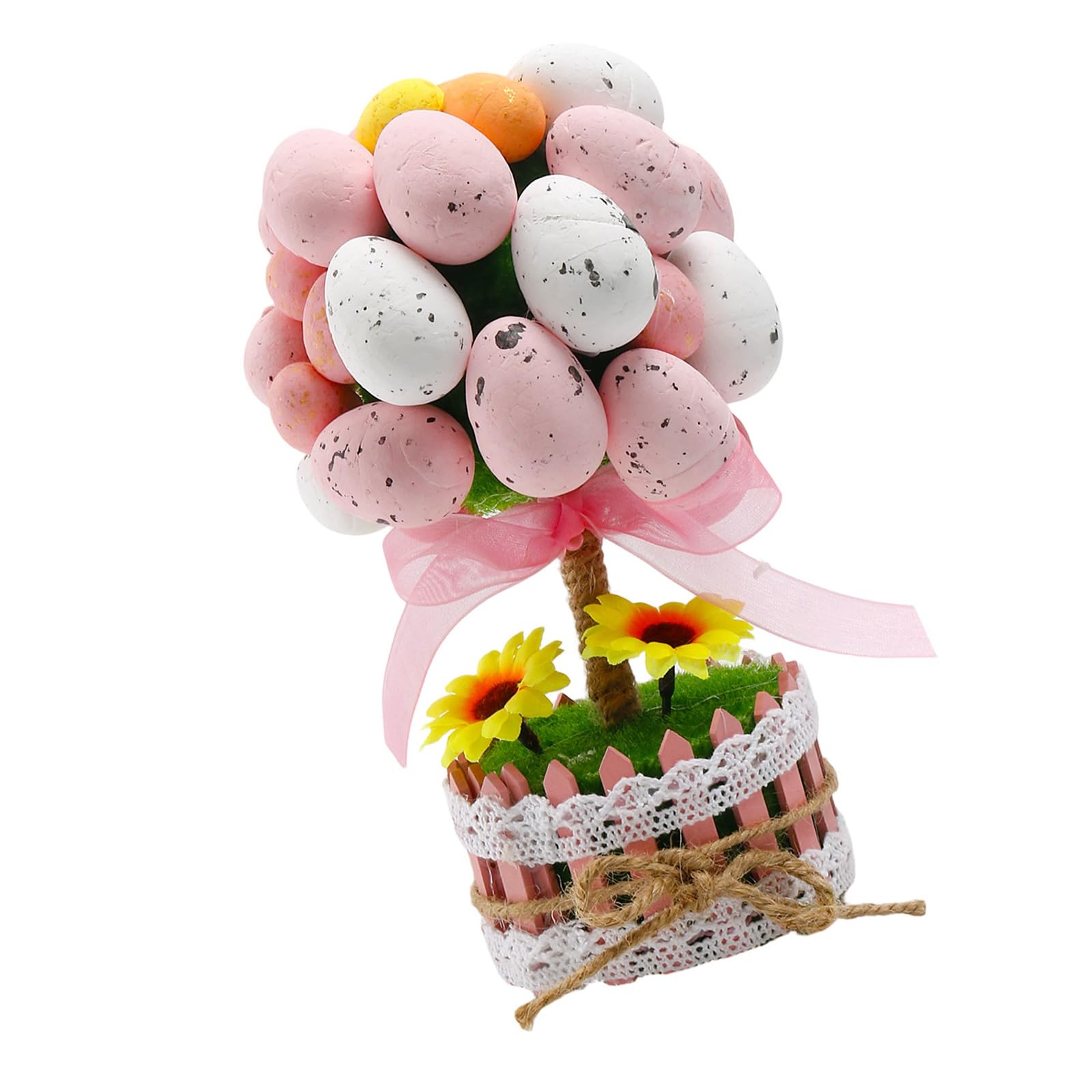 NEWFT Easter Eggs Tree Ornament Shatterproof Foam Eggs Tree Holiday Decoration for Tabletop Shelf Display Festival Celebration