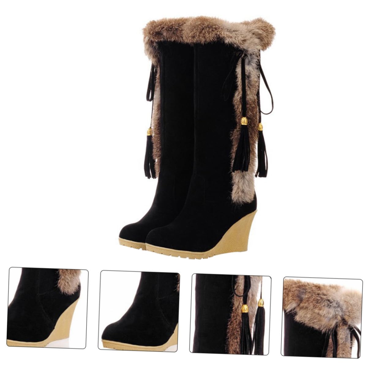 ORFOFE Stivali da Neve Alti Donna Imbottiti Caldi Antiscivolo Stivali Invernali Robusti Tacco da Pendio Look Elegante