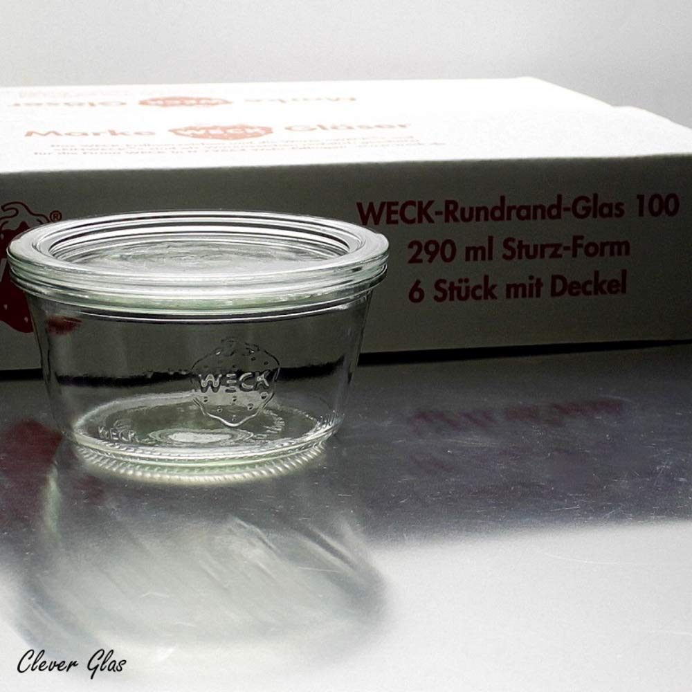 Weck Glas 6 x 290ml, inclusief deksel, glas, doorzichtig