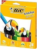 BIC, Lápis de Cor Sextavado, Evolution, 24 Cores