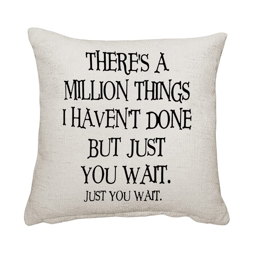 Giftme Women's Linen Cushion Cover There's A Million Things I Haven't Done But Just You Wait Hamilton Musical Birthday Friendship Day Secret Santa Home Decor Linen Throw Pillow/Cushion. (Linen Cushion Cover)