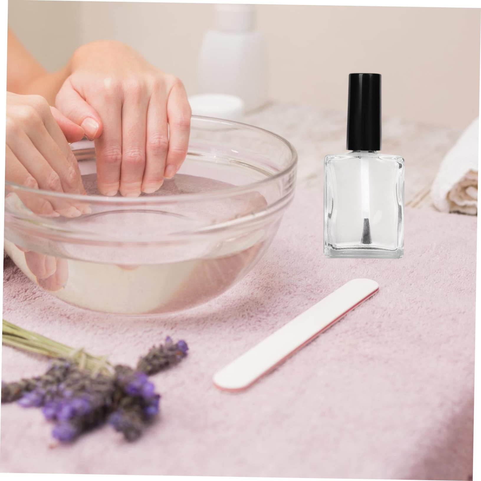 SHERCHPRY 20 Pezzi Bottiglia Piatta Trasparente in Vetro Da 15 Ml Con Tappo e Pennello, Strumento Per Bellezza Delle Unghie, Prodotto Per Manicure Femminile Adatto Per Conservare Liquidi e a