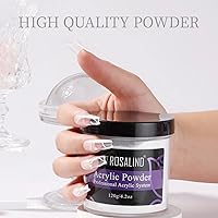 Vista 7 de ROSALIND Polvo de uñas acrílico transparente de 120 g/4.23 oz para extensión profesional, polvo de polímero para tallado de uñas francés,