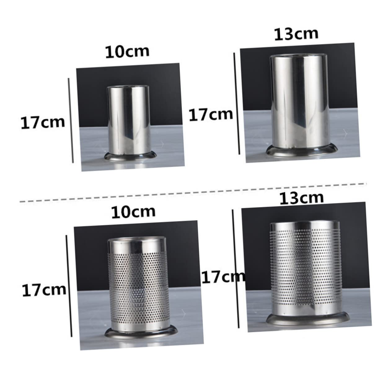 SOLUSTRE Thicken Stainless Steel Utensil Organizer Holder with Drain for Countertop Storage Easy to Clean Cooking Tool Organizer and Lightweight Design