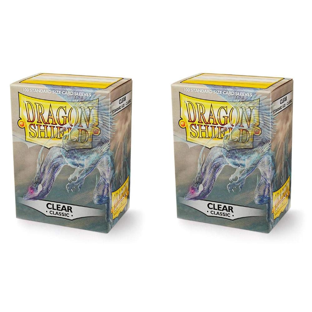 Dragon Shield Classic, Transparent Sleeves (2 Packs, 2 x 100) for TCGs Pokemon MTG Magic